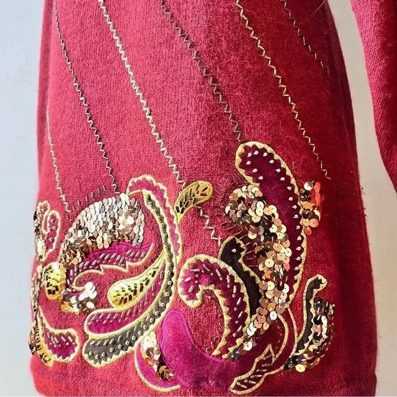 Vintage 80s Glam Marisa Christina Collection Lambswool Sequin Tunic Sweater Sz M - Picture 5 of 11